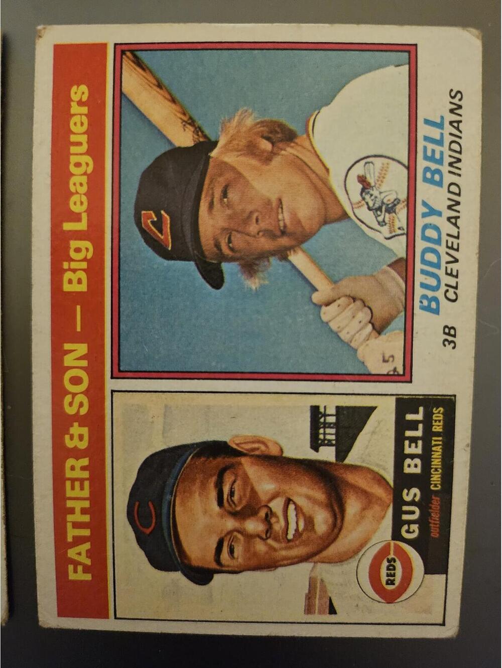 1976 Baseball Topps Gus Bell / Buddy Bell F&S Reds/Indians #66  as is